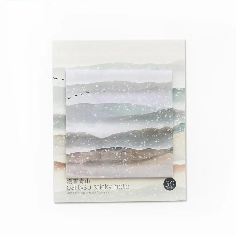 Sakura Hibiscus Pictură cu Cerneală Note Adezive Marmură Design Exquis Caiet Papetărie Articole de Birou Școală