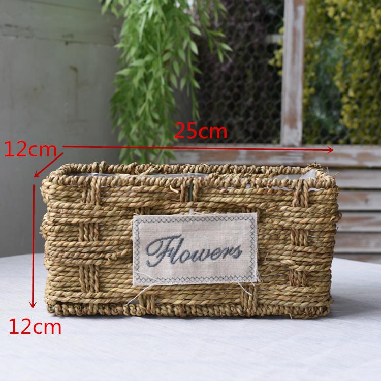 Pastorale Scandinavische Geweven Bloemmand Handtas voor Droogbloemenarrangement en Succulentenpot