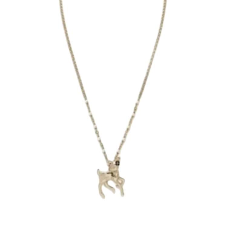 

Chanel 25P Spring Summer Deer Design Necklace Unisex necklace Gold AB-25P-070 Box+Padding Board
