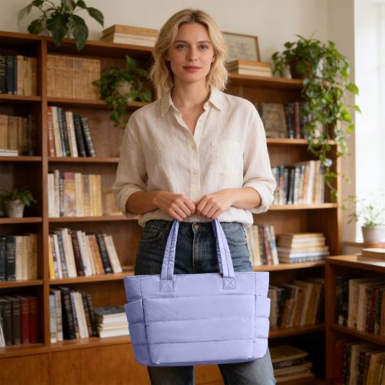 Umhängetasche Damen Gesteppte Tragetasche Große Kapazität Leichte Wasserdichte Handtasche mit Mehreren Taschen Laptop Arbeit Reisen Fitnessstudio Tragetasche