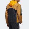 adidas Logo Stripe Print Stand Collar Retro Sports Jacket Men’s Maize Brown HE9910