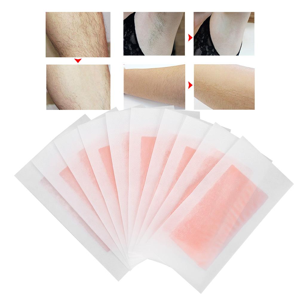 10 Stück Haarentfernung Bein Körper Gesicht Wachspapiere Enthaarungsstreifen(Rosa)