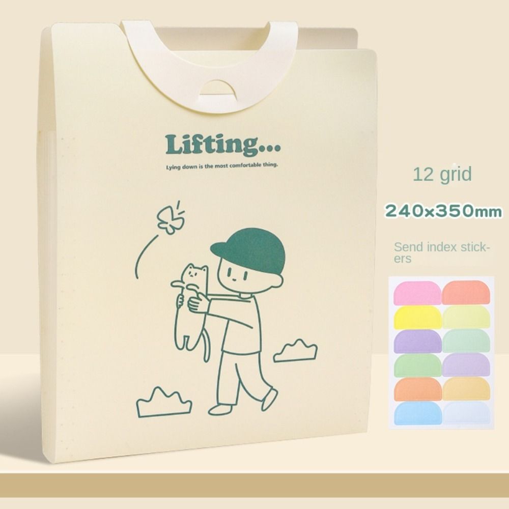 PP Document Storage Pouch Large Capacity Data Storage Bag Vertical Folder  School Office Supplies