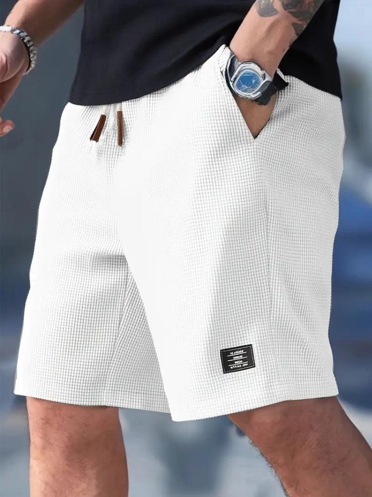 Pantaloncini Casual da Uomo Trama con Coulisse in Vita, Tasche per Abbigliamento Casual, Spiaggia o Attività all'Aperto, Pantaloncini Quotidiani Pantaloncini con Coulisse in Vita