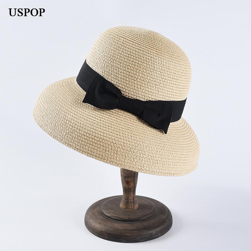 My Extreme Outdoor Activities Women's White Uspop New Sun Hats Fashion Bow Straw Hats Casual Summer Wide Brim Drooping Beach Hat Summer Hat 56-58Cm