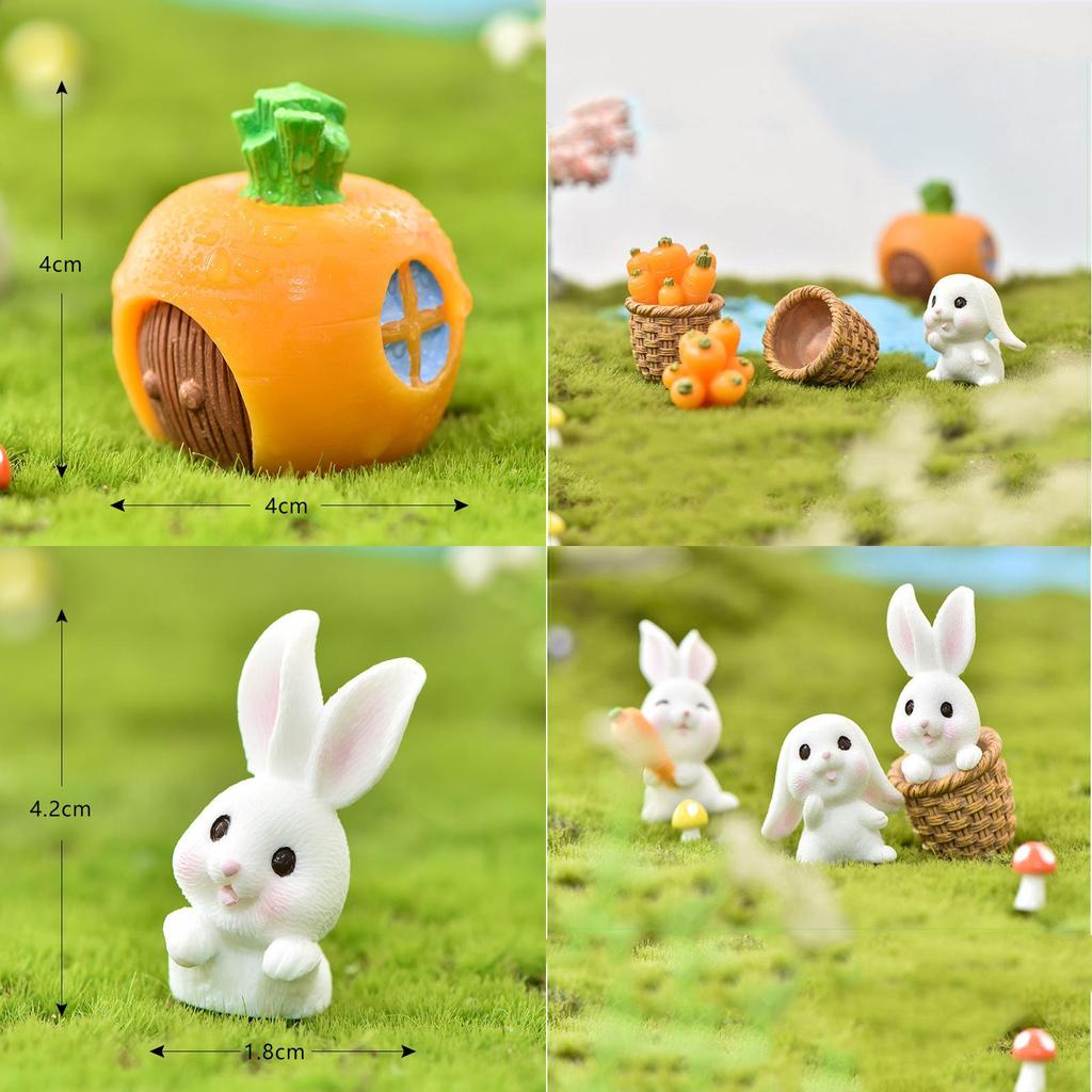 Affascinante Coniglio Mangia Carota Figurina in Resina Fai da Te per Raffinata Decorazione di Paesaggio Micro