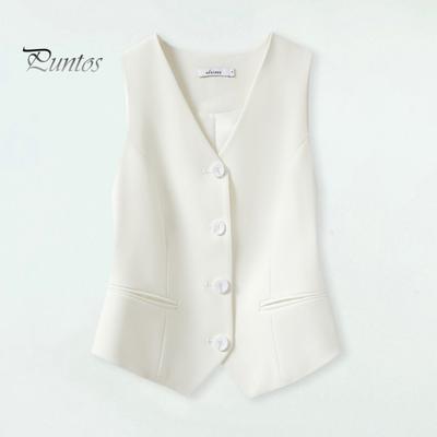 Women Formal Vest V Neck Single-breasted Sleeveless Cardigan Solid Color Loose OL Commute Office Wear Waistcoat Lady Coat