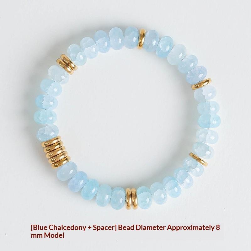 Fresh Blue Chalcedony Elegant Bracelet Exquisite Artificial Pearl Meditation Beads Yoga Jewelry Gift for Women Girls