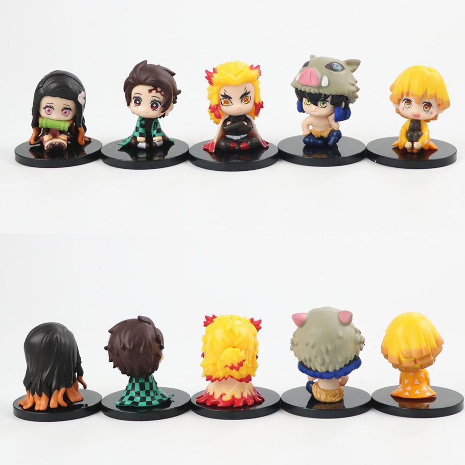 Anime Q Version Demon Slayer Sitting Ghost Doll Tanjiro Nidouzi Inosuke Zenizu Figure Action Figure Movie Model Toys Doll