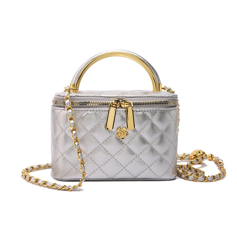 Argyle Chain Box Bag: Women's Stylish Korean Shoulder & Crossbody Handbag