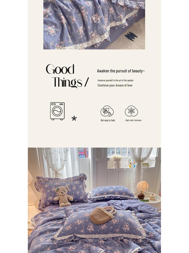 2025 Cloud-Feel Cotton Lace Summer Quilt Set, Machine Washable - Cool & Lightweight for Air Conditioning (Single/Double)