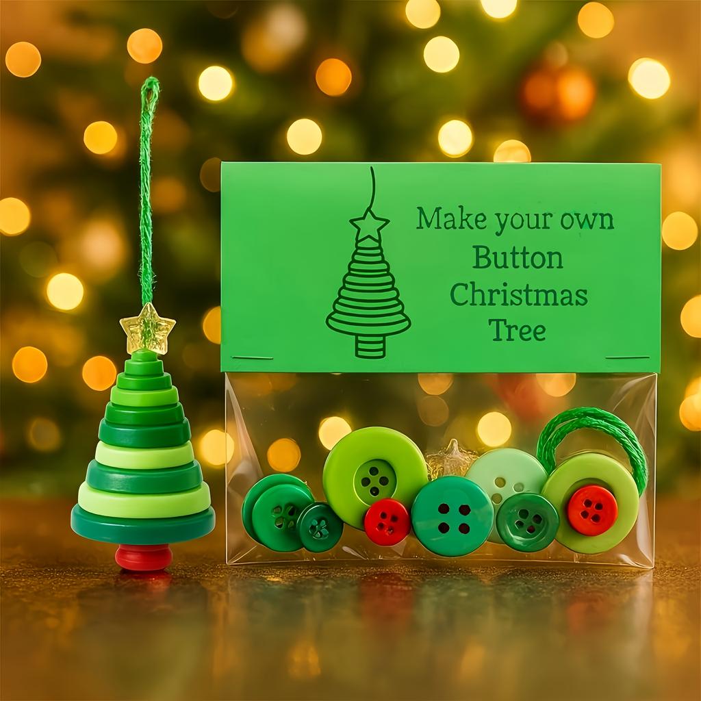 1pc DIY Christmas Ornament Button Pendant Making Set Snowman Santa Angel Hanging Decorative Art Supplies for Holiday Party Gifts