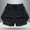 Men Beach Shorts Loose Double Layers Quick Dry Conservative Breathable Swimming Elastic Waist Plus Size Solid Color Swimming Trunks Water Sports