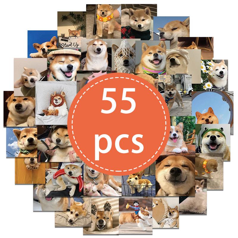 55PCS Funny Dog Meme Stickers Cute Dogs Animal Stickers Waterproof Vinyl Decal for Laptop Water Bottle Phone Luggage Book Guitar