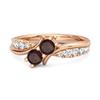 Garnet Twin Stone Pave Bypass Ring - 925 Sterling Silver Rose Gold Vermeil