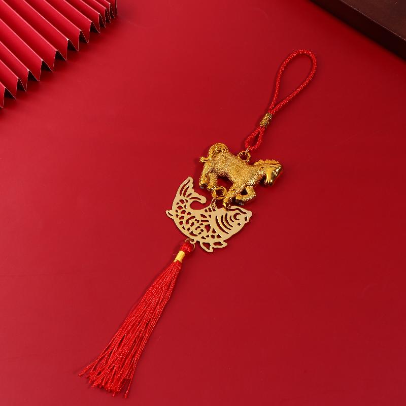 2026 Year Of The Horse Golden Plastic Zodiac Horse Pendant Lucky Spring Festival Home Car Hanging Ornaments  Year Gifts