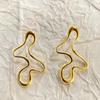 Minimalist Irregular Hollow Geometry Metal Stud Earrings Punk Statement Gold Color Earring Women's Charm Ear Jewelry