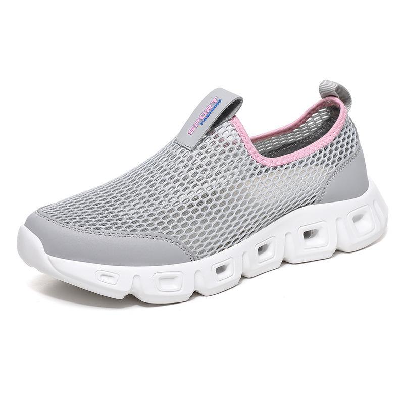 2025 new spring and summer breathable men and women of the same large size hollow mesh shoes one pedal couple light casual shoes