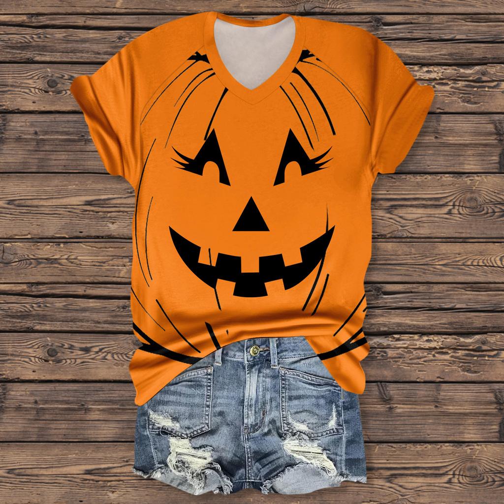 Dámská móda Ležérní Tříčtvrteční rukáv Halloweenská písmena, Potisk obličeje Top