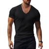 Men T-shirt V-neck Solid Color Sweat Absorption Breathable Extra Soft Dress-up Washable Summer Slim Fit Men Shirt Top for Men