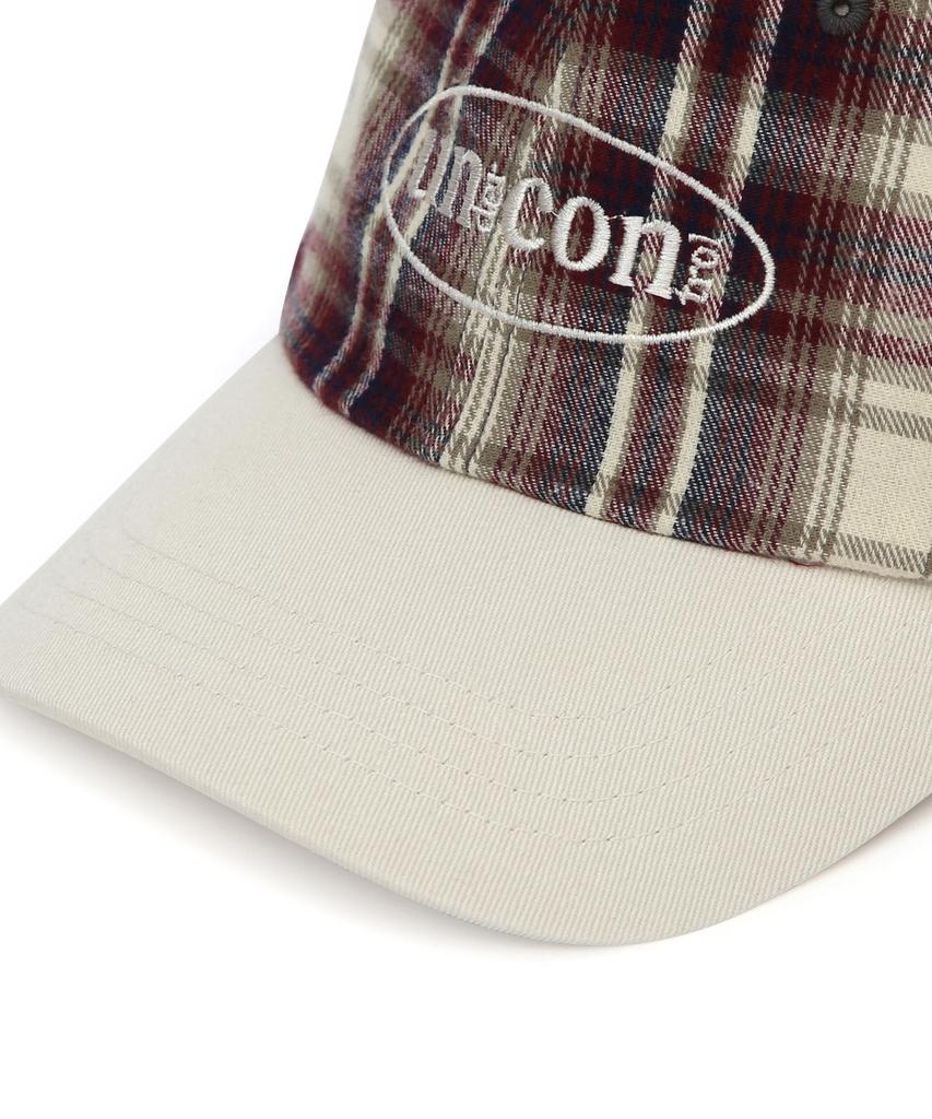 Eondeokeonteulol Check Pattern Ball Cap R Cross Logo / Classic B B / Wine Check