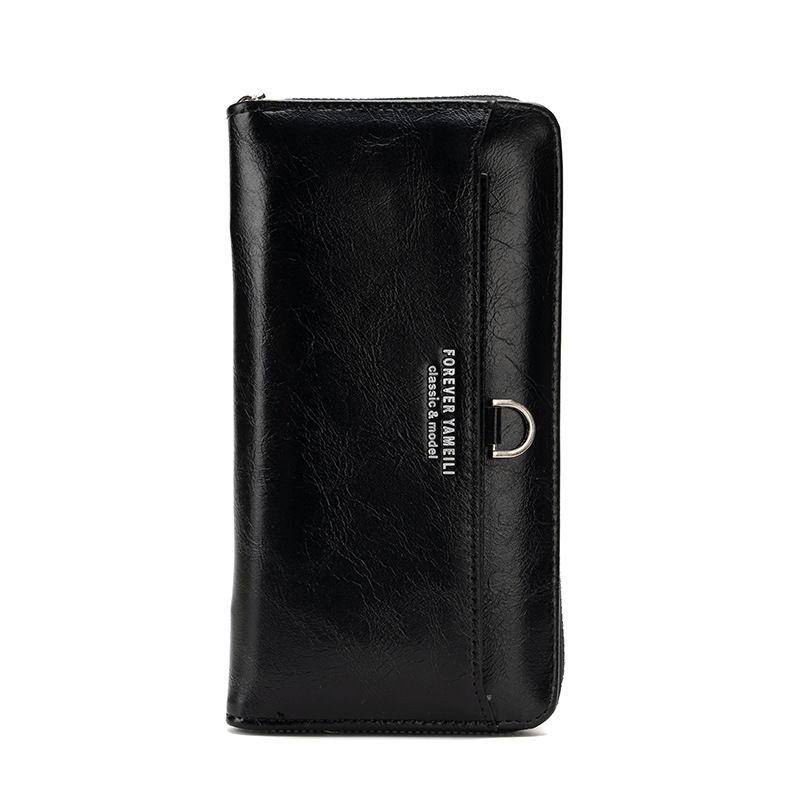 Artificial Leather Long Wallets for Women Men Fashion Zipper Purse Vintage Design Business Card Holder