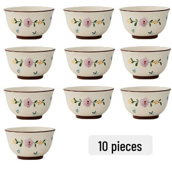 Japanese Ceramic Rice Bowl with Embossed Floral Design - Stylish Dinnerware for Soup and Rice