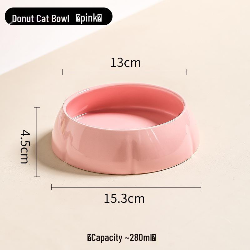 Ceramic Pet Bowl: Cat & Dog Food/Water Dish, Donut-Shaped Porcelain Tableware