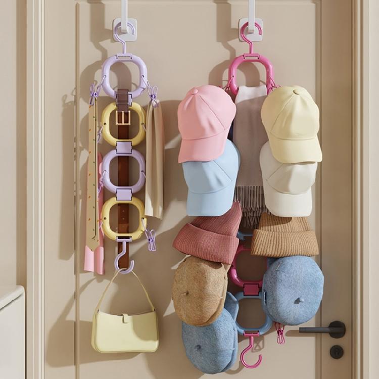 Plastic Closet Door Organizer Wall Mounted Hat Rack Space Efficient Baseball Caps Storage Solution for Bedroom Entryway