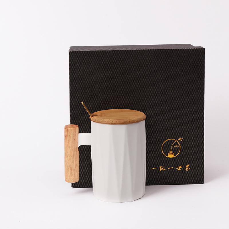 Nordic Wooden Handle Ceramic Mug Literary Water Cup Coffee Cup Holiday Event Gift