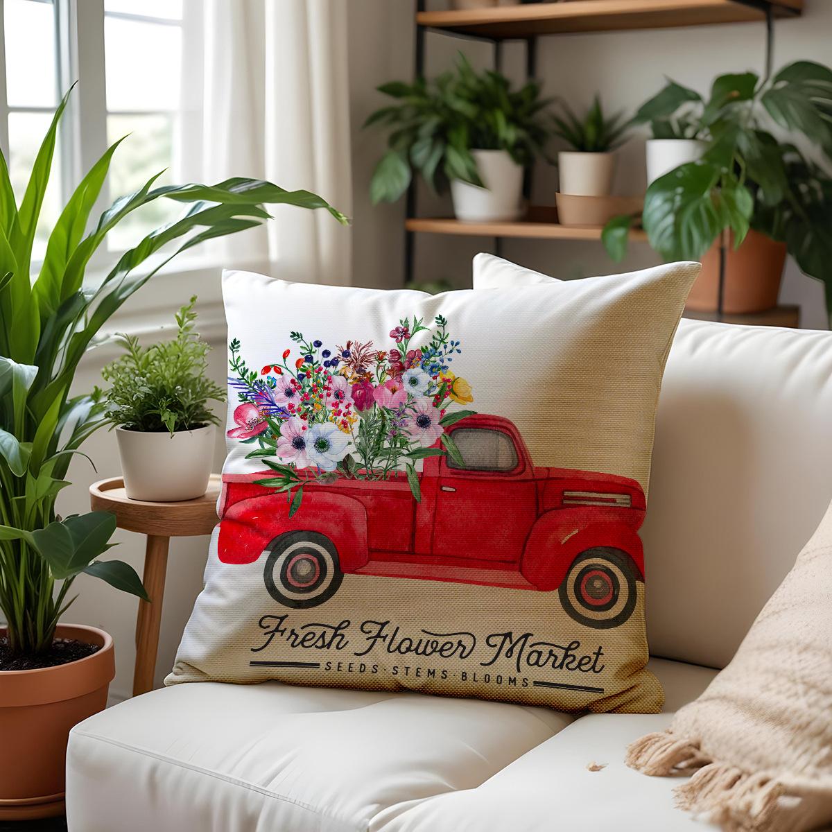 

New Floral Linen Printed Cushion Covers Supply Home Sofa Backrest Floral Pattern 45*45