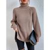 Women's Fashion Casual Fall Winter Solid Color Print Long Sleeve High Neck Sweaters