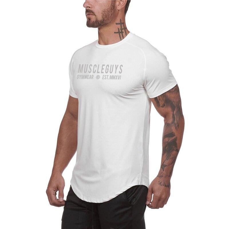 Muscleguys Sports de vară Tricou casual Antrenament pentru lucru în echipă cu mânecă scurtă Fitness Îmbrăcăminte respirabilă