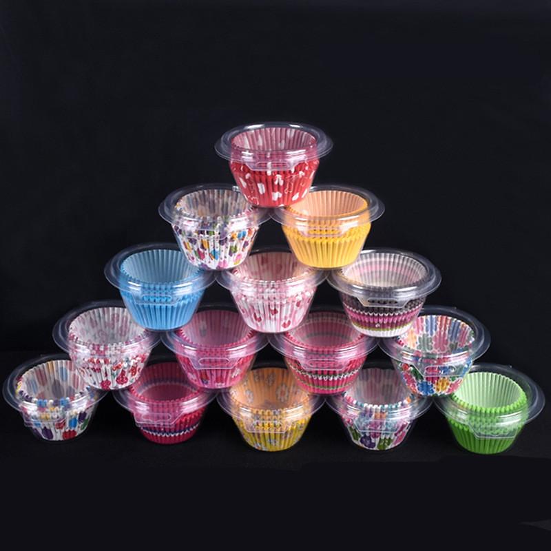 100Pcs/Box Baking Printing Oil-Proof Cake Cups Egg Yolk Biscuit Cookie Trays Cupcake Muffin Cases Party Supplies