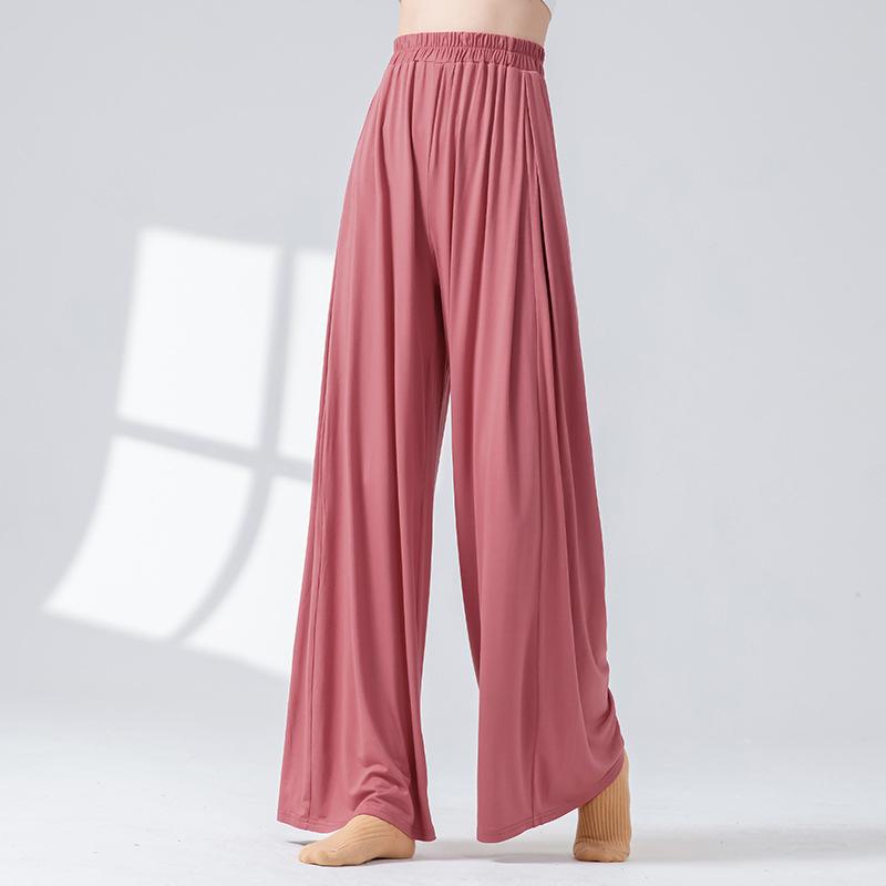 Klassische Tanzhosen Damen Elegant Elastischer Bund Weiter Bein Hosen Weicher Körperreim Yoga Lässig Täglich Bühne Training Tanzbekleidung