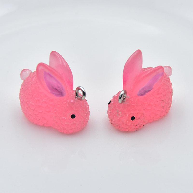 Luminous Resin 3D Cartoon Rabbit Keychain Pendant