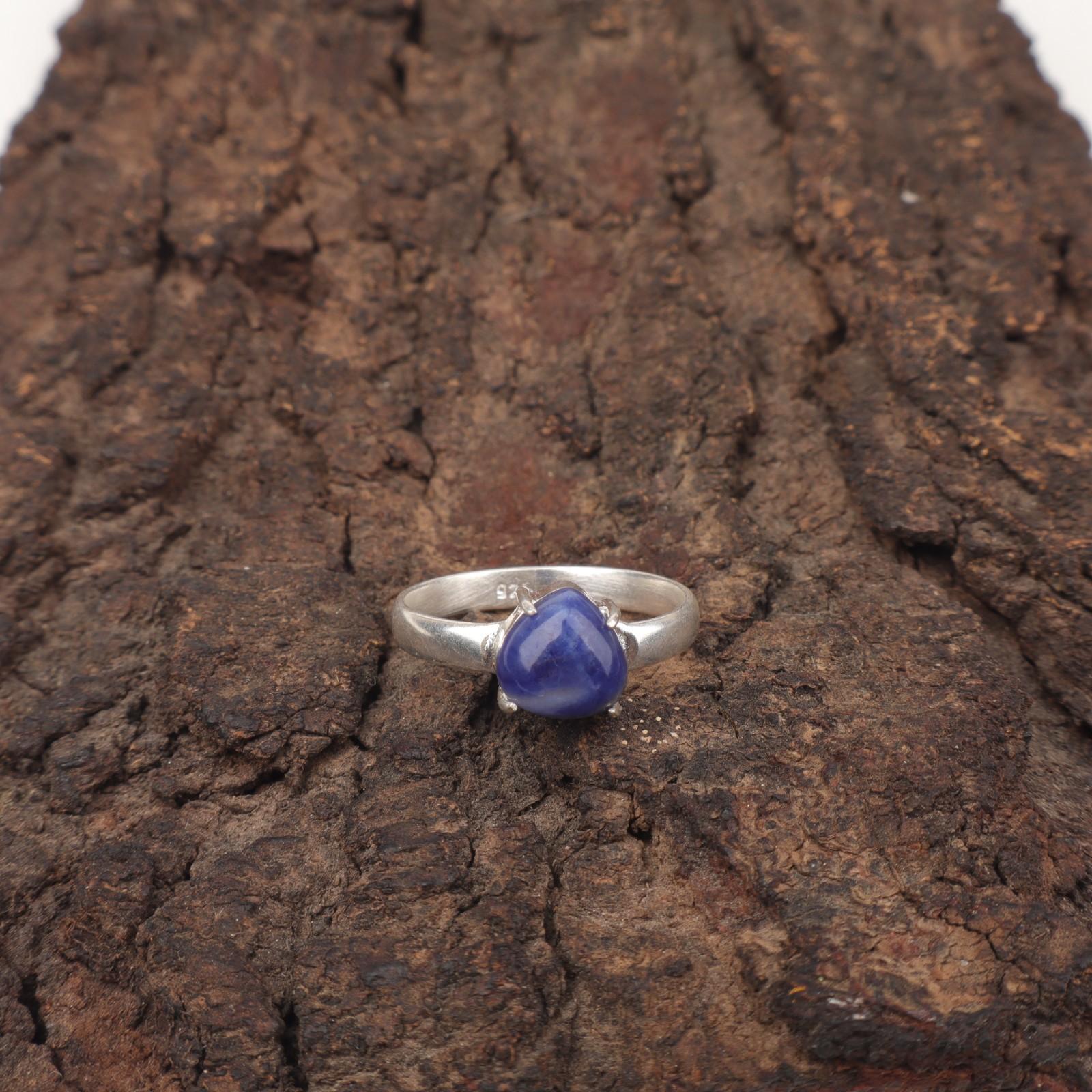 

Сердце Натуральный Содалит 925 Стерлинговое Серебро Подарок Жене Кольцо Вечности Ювелирное Изделие RR-43-22 15