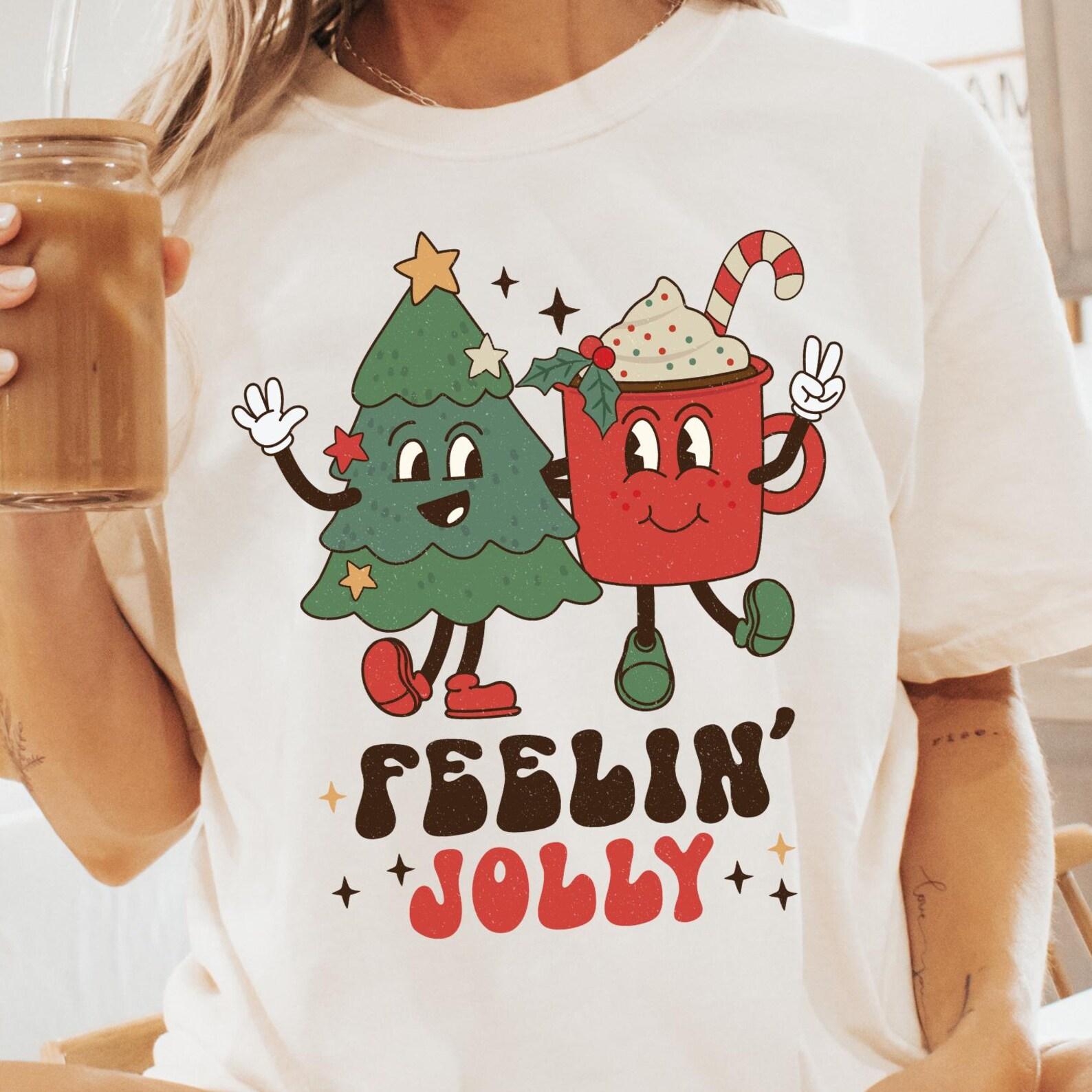 Retro Christmas Comfort Colors Shirt: Feeling Jolly T-Shirt M