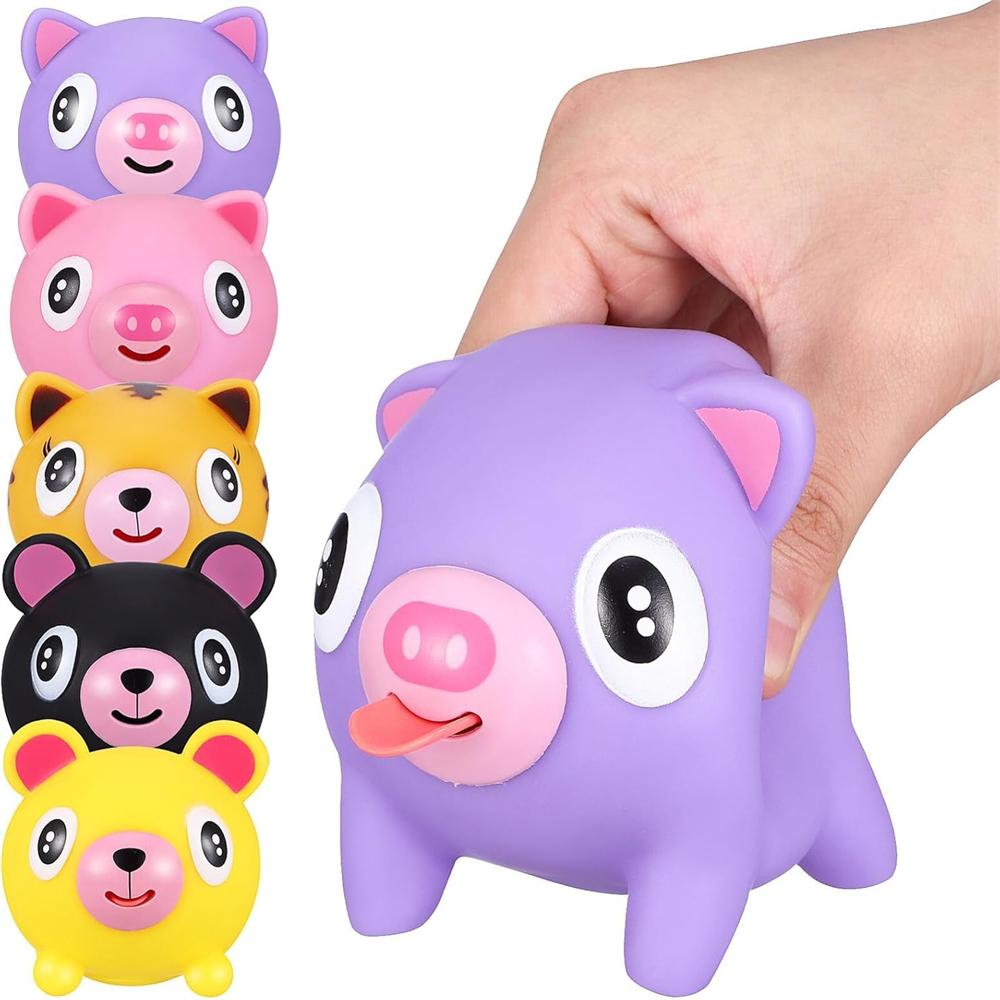 Screaming Pigs Squeeze Animal Ball Out with Sound Screaming Decompression Rubber Squeaky Toys Office Stress Goodie Bag Stuffer