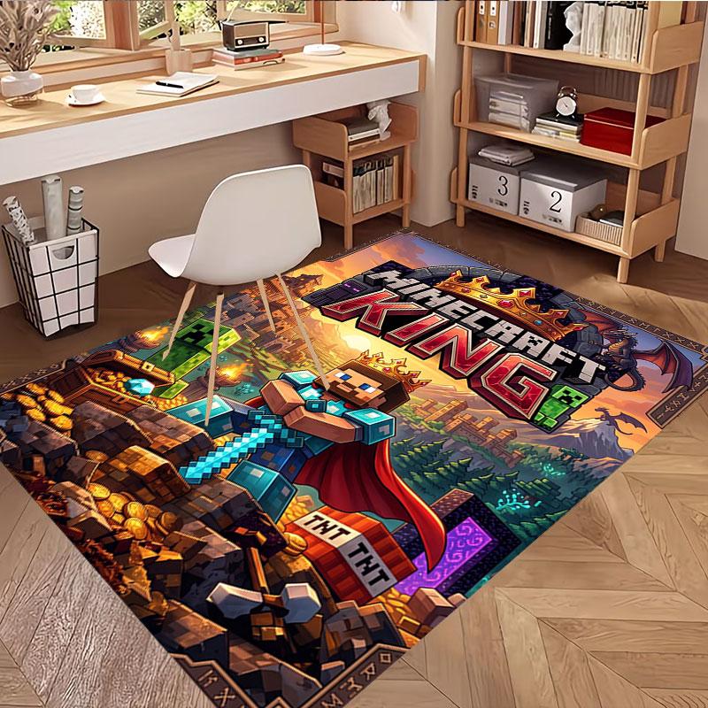 Minecraft1 (4) Print Rug, Washable Floor Carpet, For Entryway Dorm Laundry Room Office Study, Home Decor Birthday Christmas Gift