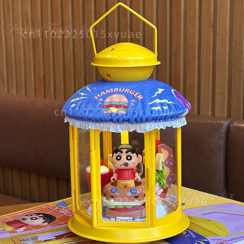 New Crayon Shin-chan Building Blocks Anime Cartoon Educational Assembling Night Light Toy Model Ornaments Kawaii Children's Gift