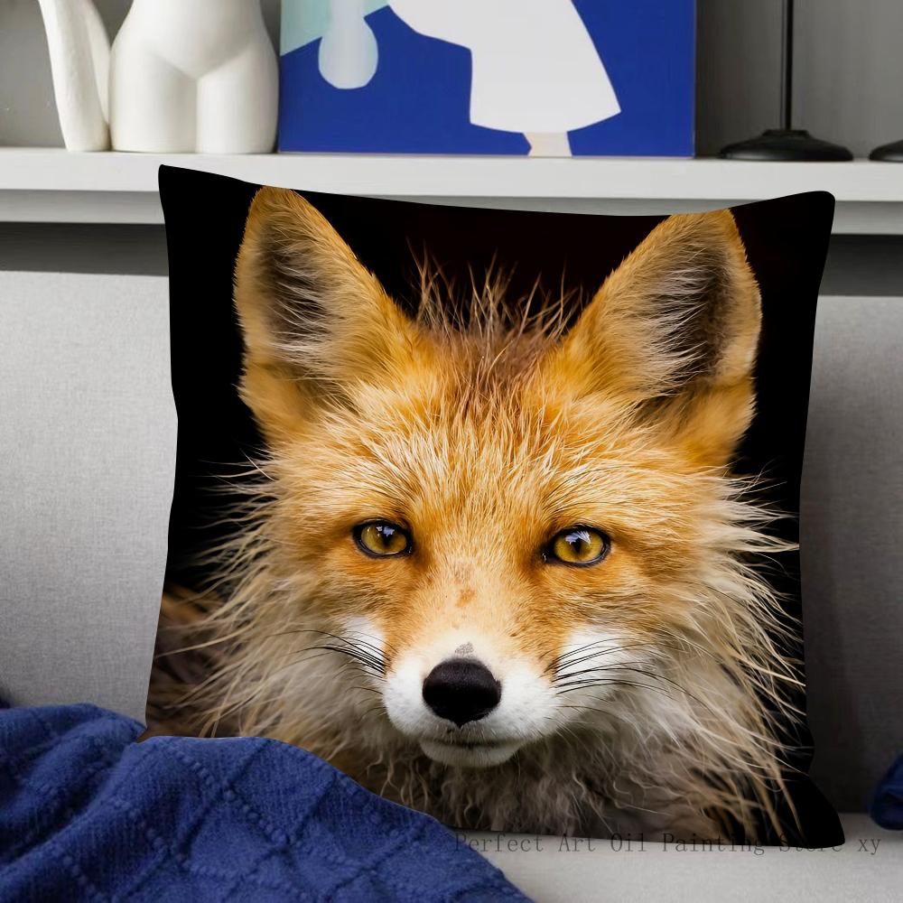 Cute Wild Fox Pillow Case Fashion Square Pillowcase Bedroom Sofa Room Ins Decoration Leisure Cushion Cover 40x40