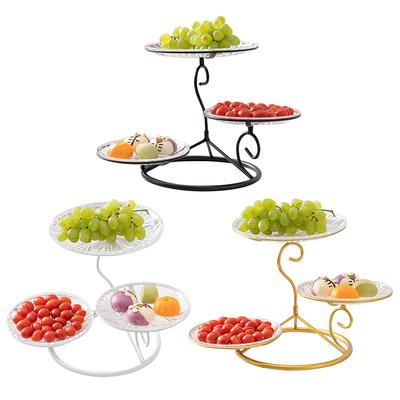Color : White Two Multi-storey Fruit Plate Living Room Fashion Creative Two-story High-volume Fruit Basket Candied Fruit Bowl Storage Rack