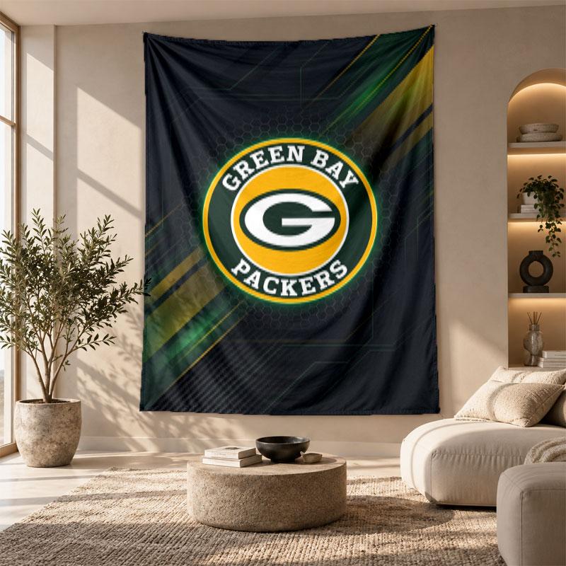 Decorative Tapestry,Green Bay Packers Printed Wall Art, Lightweight Wall Hanging For Bedroom Background