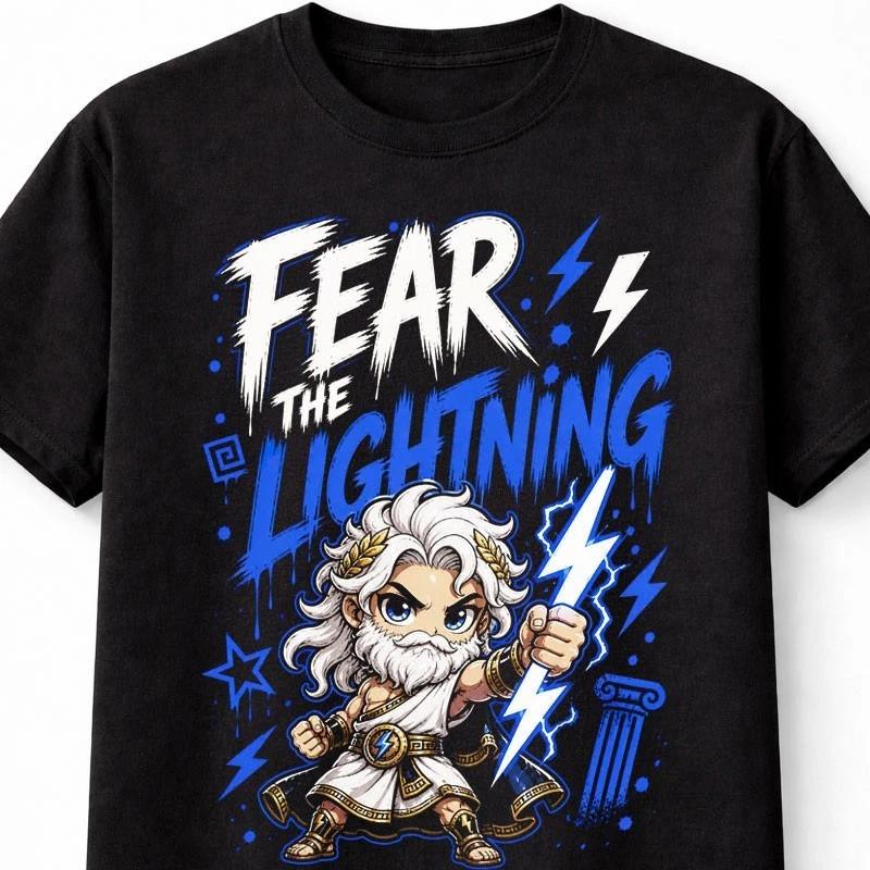 Fear The Lightning Zeus Greek God Mythology Power Graphic Unisex TShirt S