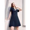 Boutu Women's Contrast Lapel Cotton Blend A-Line Dress