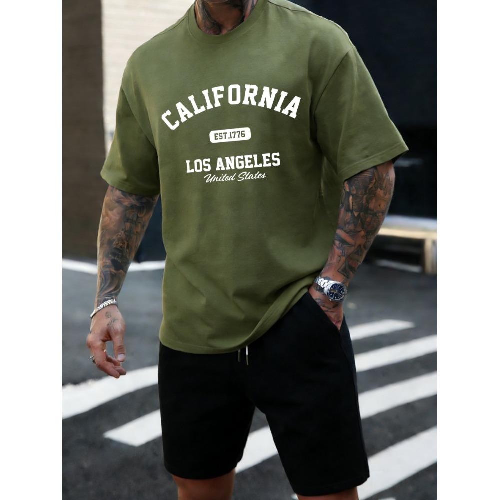 California Los Angeles Est 1776 Men T Shirts Retro Fashion Soft Short Sleeve Summer Comfortable T-Shirt Unisex Loose Top