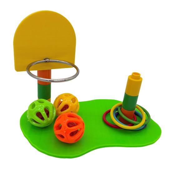 Pet Interactive Supplies Parrot Basketball Hoop Toy, Bird Toss Ring Game, Small Ball Games Agility Training Enrichment Toy for Parakeets Cockatiels