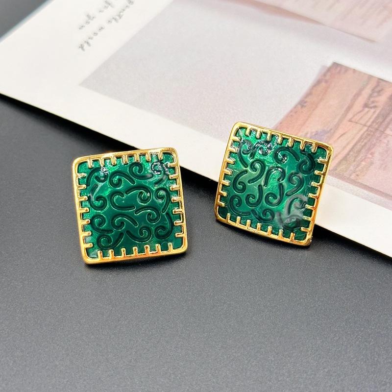 Summer Women'S Premium Earrings Drop Glaze Square Stud Earrings
