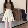 Plus Size Women's High-Waisted Corduroy A-Line Pleated Skirt for Autumn/Winter